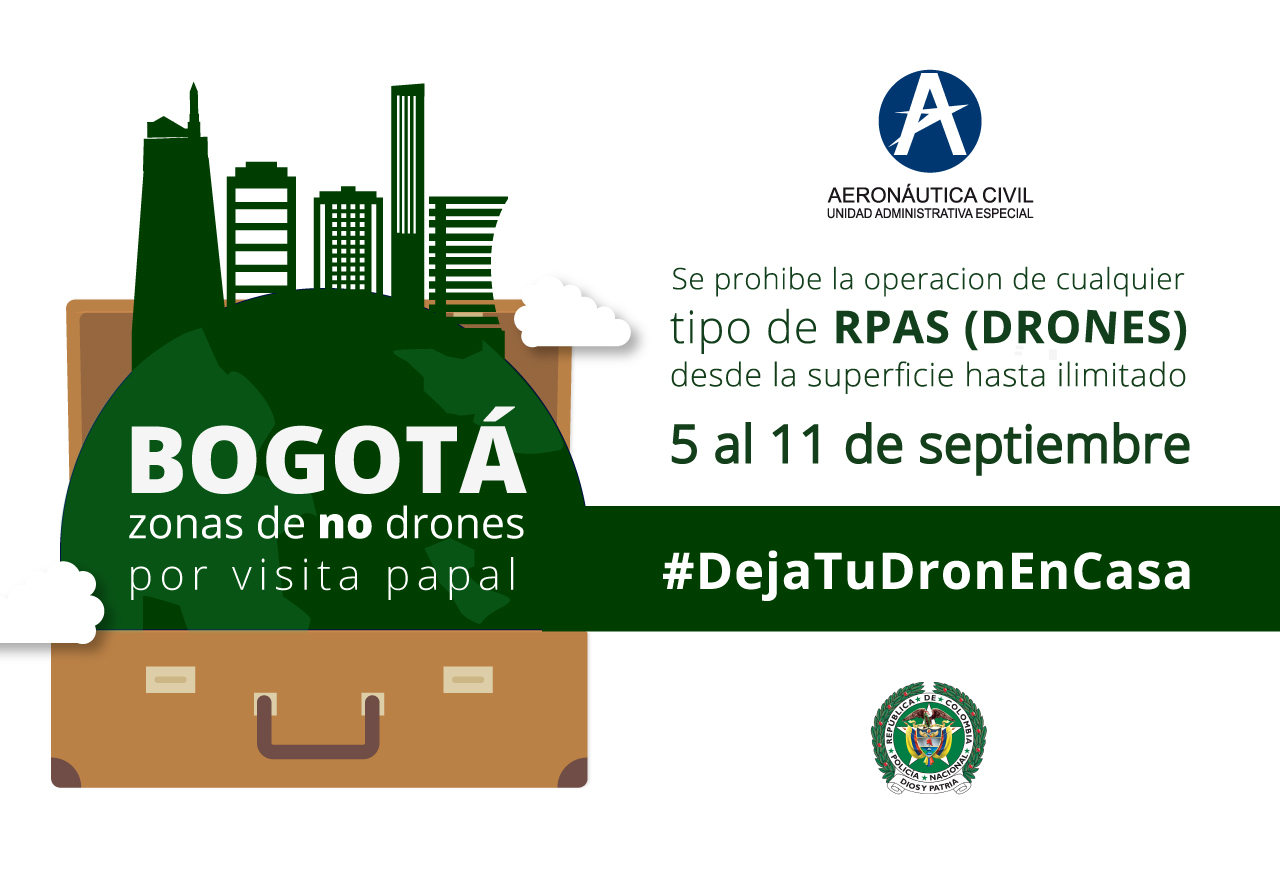 Se prohibirá el uso de drones en las ciudades donde estará de visita el Papa Francisco en Colombia 