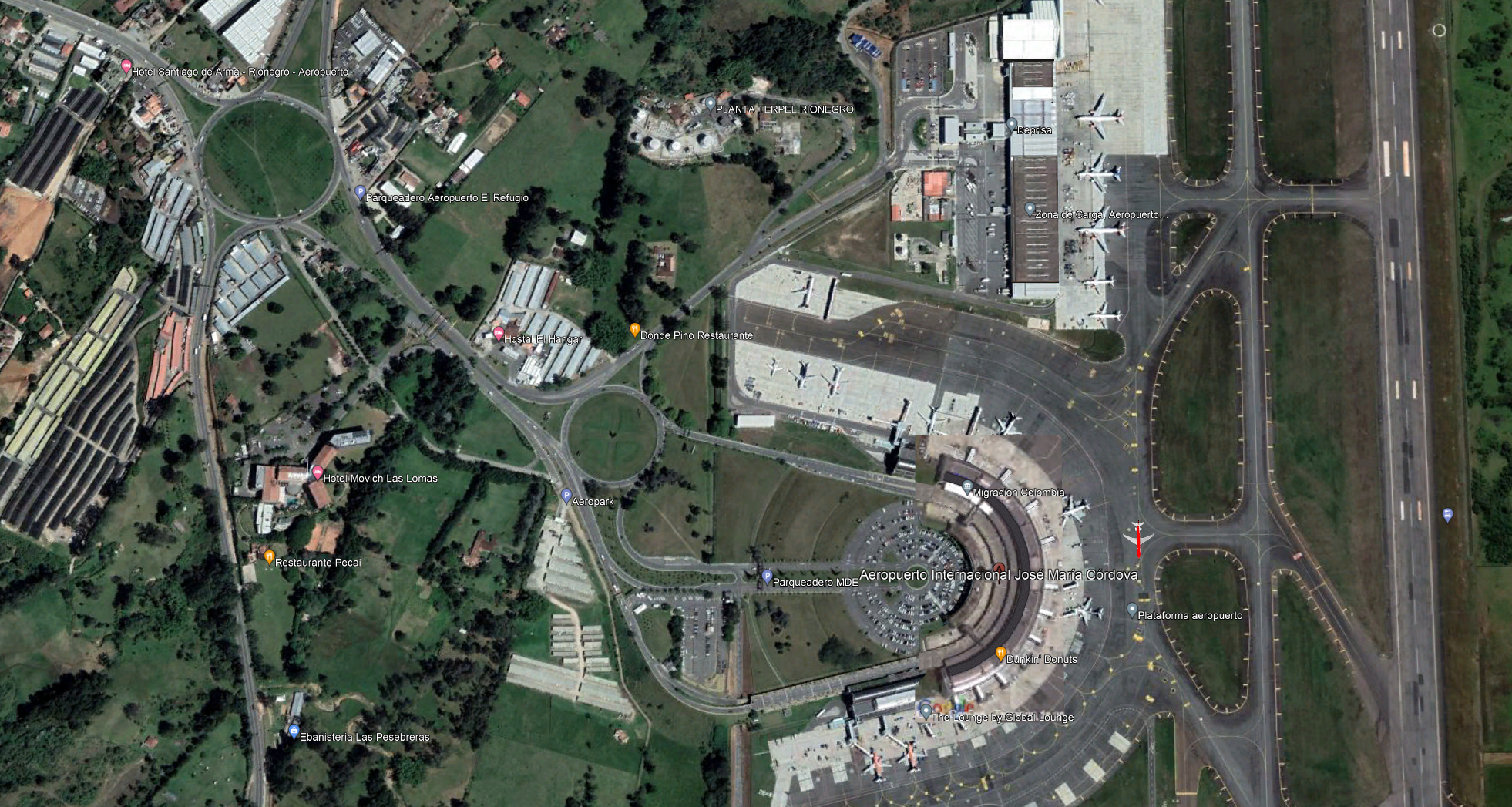 imagen aérea de aeropuerto de rio negro