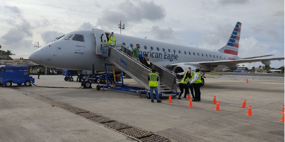 fotografía de llegada del primer vuelo directo a Estados Unidos a  San Andrés